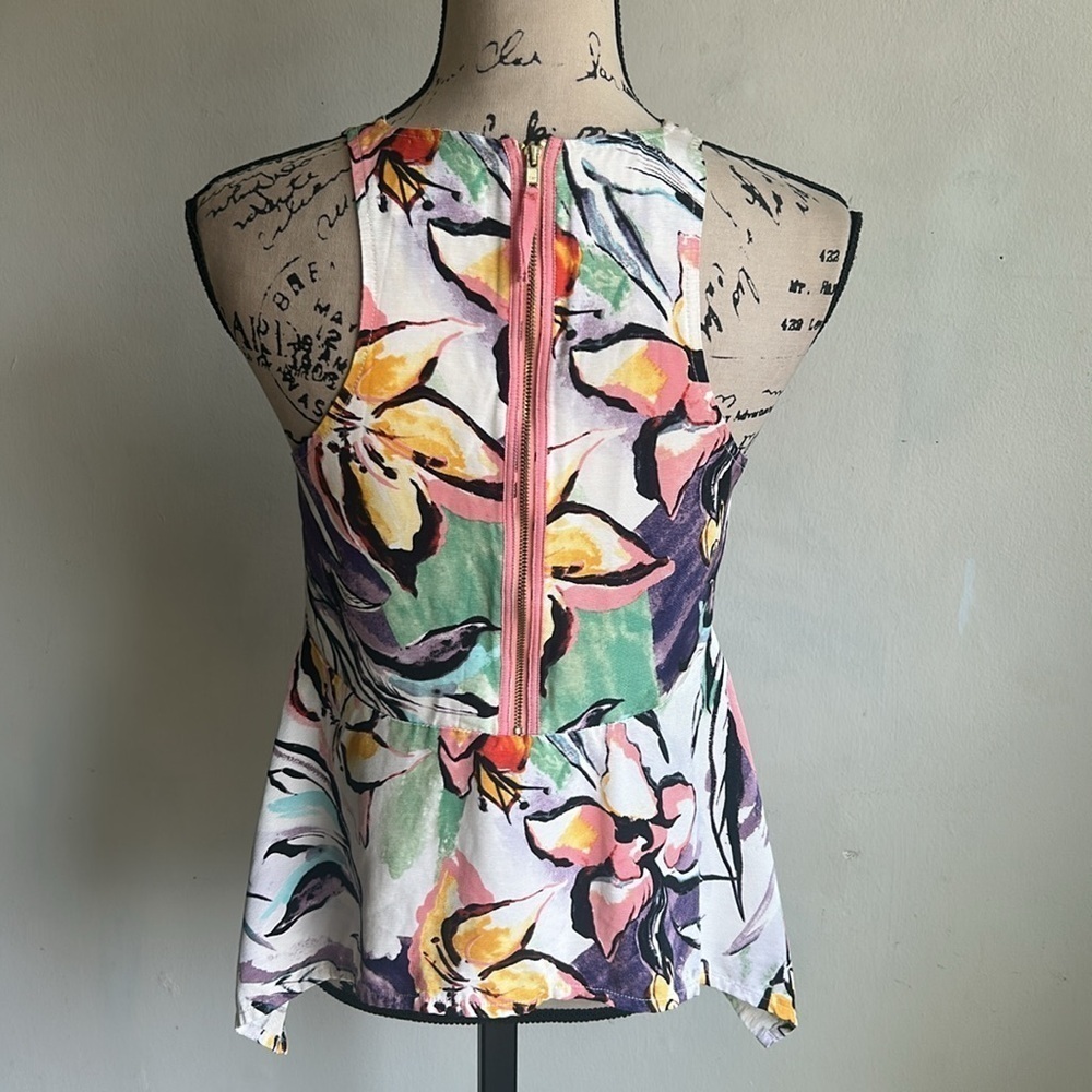 Anthropologie HD in Paris Lucille Peplum Asymmetrical Multicolored Top Size 2 - Picture 9 of 12